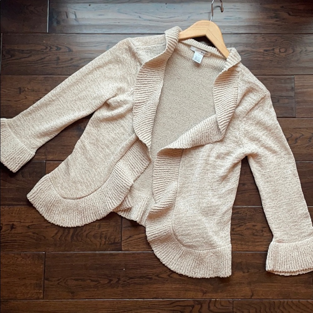 WD-NY bell sleeve open cream color cardigan
